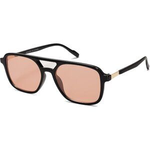 Sojos Women Mens Shiny Black Trendy Rectangle Retro Aviator Shades Sunglasses